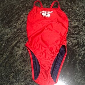 Speedo size 30 red lifeguard one piece swim suit
